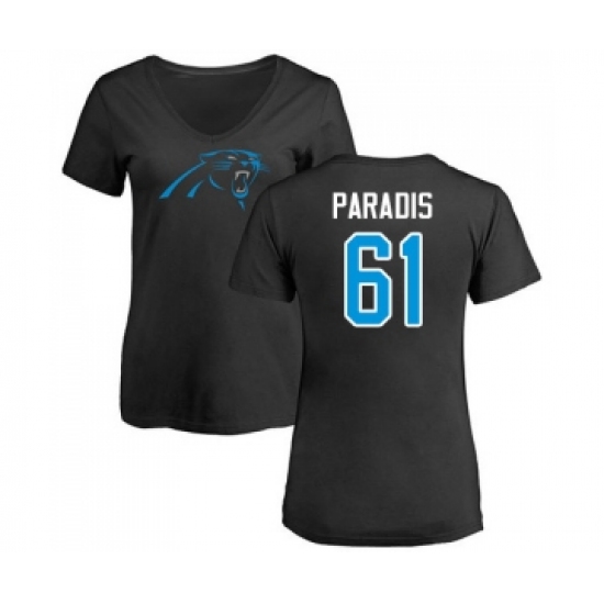 Football Women's Carolina Panthers #61 Matt Paradis Black Name & Number Logo Slim Fit T-Shirt - Ujersey