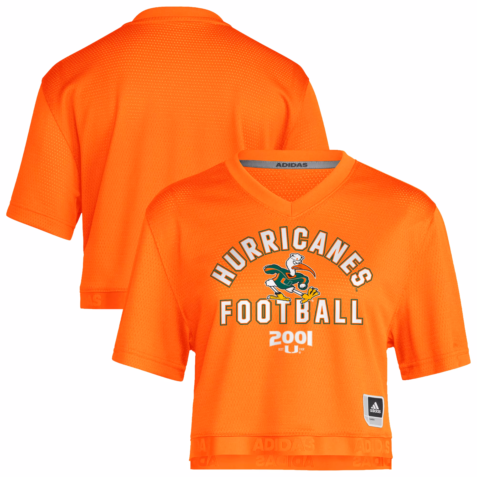 Women's adidas Orange Miami Hurricanes It's Back Cropped Football Jersey - Ujersey Shop