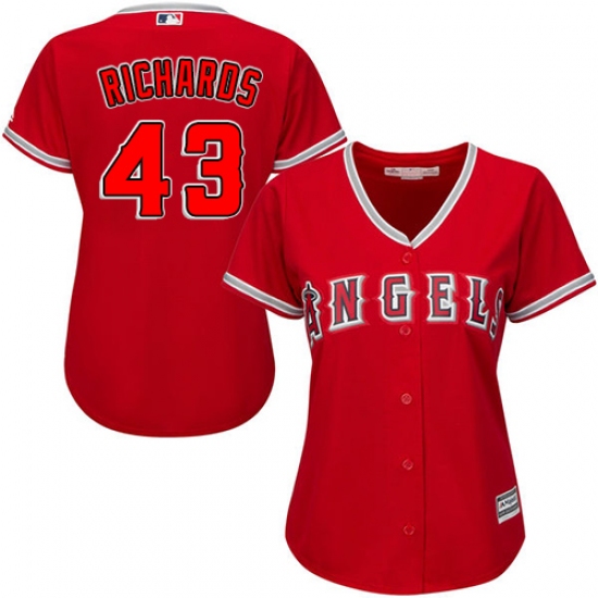 Women's Majestic Los Angeles Angels of Anaheim #43 Garrett Richards Authentic Red Alternate MLB Jersey - Ujersey