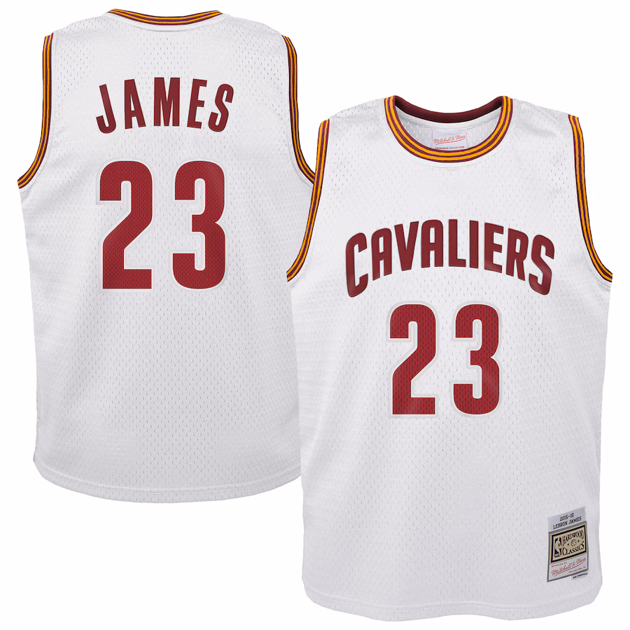 Youth Cleveland Cavaliers LeBron James Mitchell & Ness White 2015-16 Hardwood Classics Swingman Throwback Home Jersey - Ujersey