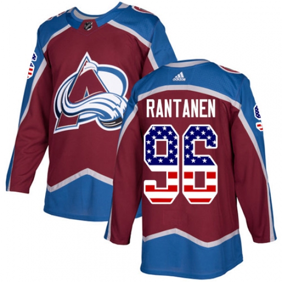 Men's Adidas Colorado Avalanche #96 Mikko Rantanen Authentic Burgundy Red USA Flag Fashion NHL Jersey - Ujersey