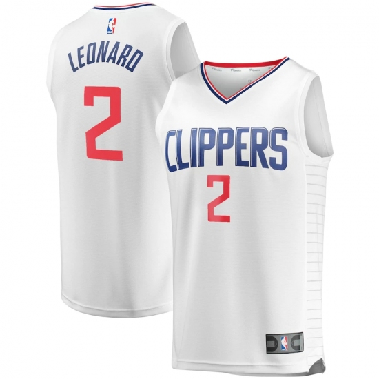 Youth LA Clippers #2 Kawhi Leonard Fanatics Branded White 2020-21 Fast Break Player Jersey - Ujersey