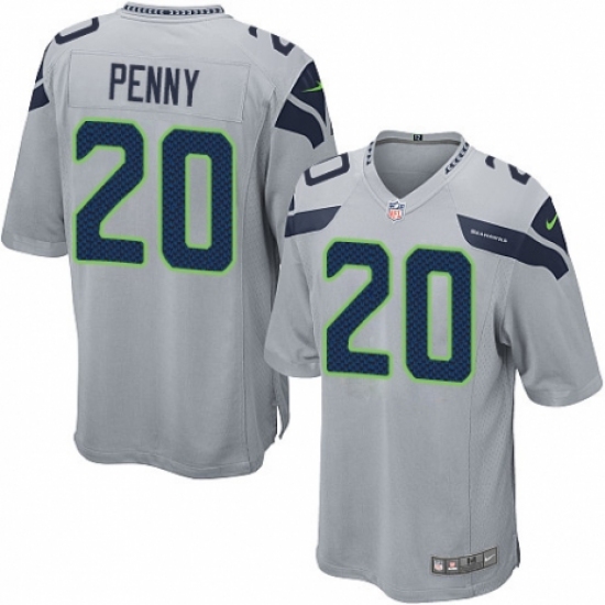 Men's Nike Seattle Seahawks #20 Rashaad Penny Game Grey Alternate NFL Jersey - Ujersey