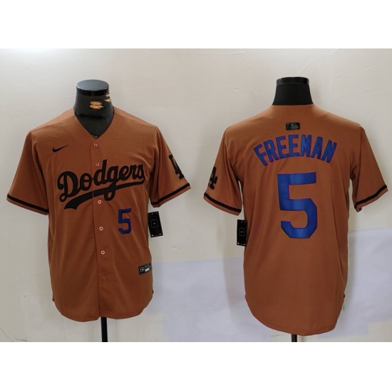 Men's Los Angeles Dodgers #5 Freddie Freeman Number Olive Cool Base Limited Stitched Jerseys - Ujersey