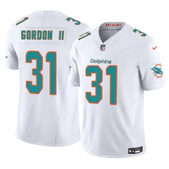 Men's Miami Dolphins #31 Ollie Gordon II White 2025 F.U.S.E. Vapor Limited Football Stitched Jersey - Ujersey