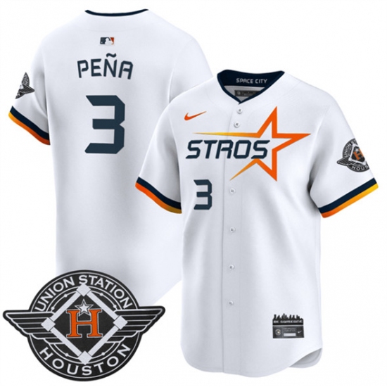 Men's Houston Astros #3 Jeremy Pena White 2025 City Connect Limited Stitched Baseball Jersey - Ujersey