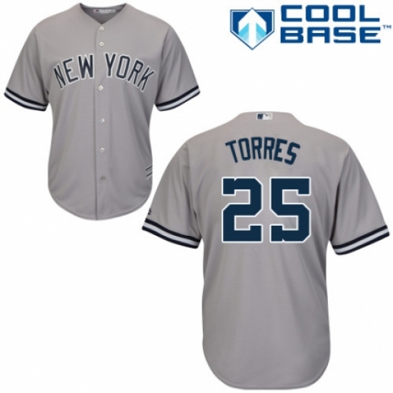 Youth Majestic New York Yankees #25 Gleyber Torres Authentic Grey Road MLB Jersey - Ujersey