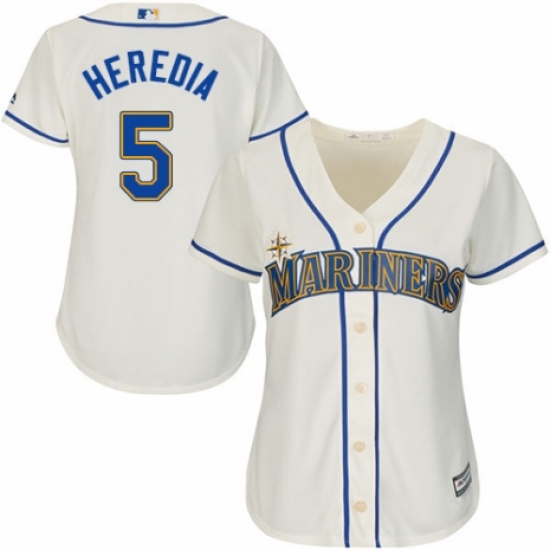 Women's Majestic Seattle Mariners #5 Guillermo Heredia Replica Cream Alternate Cool Base MLB Jersey
