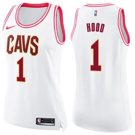 Women's Nike Cleveland Cavaliers #1 Rodney Hood Swingman White/Pink Fashion NBA Jersey - Ujersey