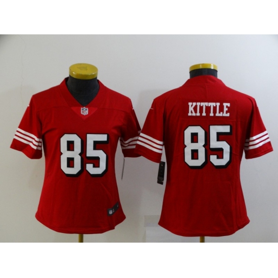 Women's San Francisco 49ers #85 George Kittle Limited Red Rush Vapor Untouchable Football Jerseys - Ujersey
