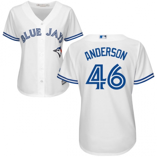 Women's Majestic Toronto Blue Jays #46 Brett Anderson Replica White Home MLB Jersey - Ujersey