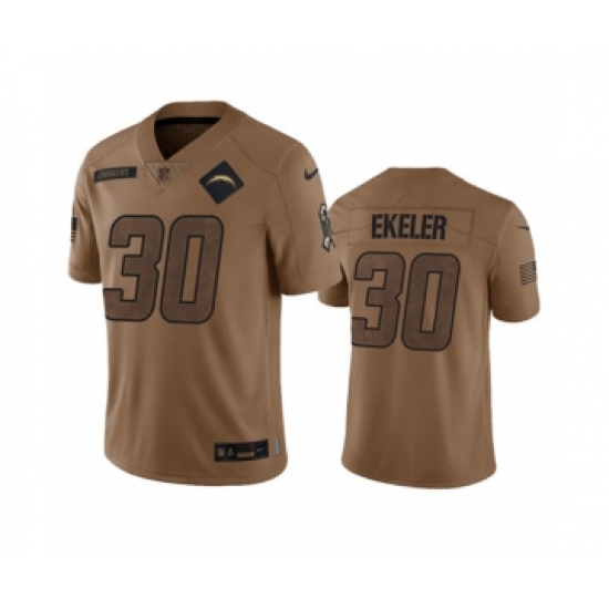 Men's Nike Los Angeles Chargers #30 Austin Ekeler 2023 Brown Salute To Service Limited Football Stitched Jersey - Ujersey