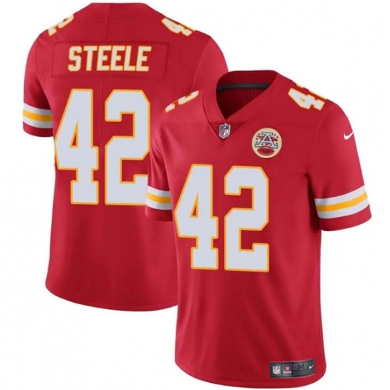 Men's Kansas City Chiefs #42 Carson Steele Red Vapor Untouchable Limited Football Stitched Jersey - Ujersey
