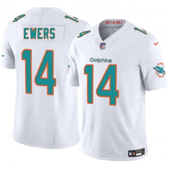 Men's Miami Dolphins #14 Quinn Ewers White 2025 Draft F.U.S.E. Vapor Limited Football Stitched Jersey - Ujersey
