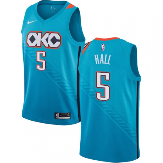 Men's Nike Oklahoma City Thunder #5 Devon Hall Swingman Turquoise NBA Jersey - City Edition - Ujersey