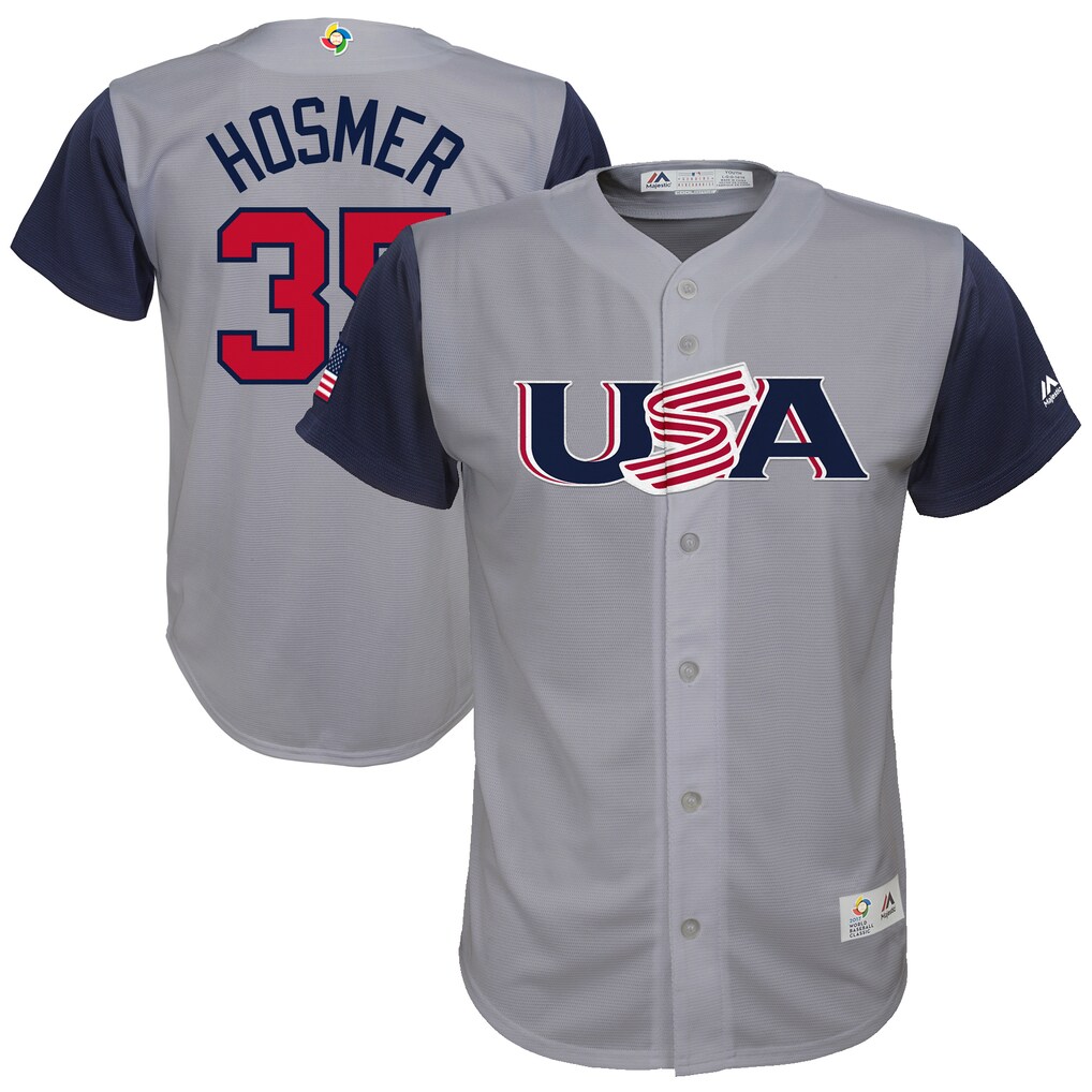 Youth USA Baseball Eric Hosmer Majestic Gray 2017 World Baseball Classic Replica Jersey - SUjersey01