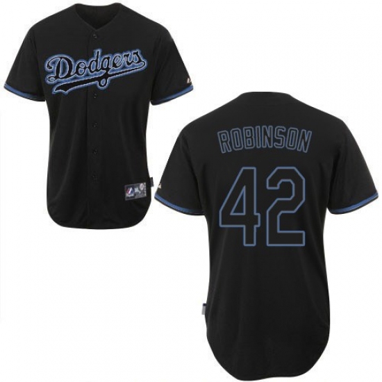 Men's Majestic Los Angeles Dodgers #42 Jackie Robinson Authentic Black Fashion MLB Jersey - Ujersey