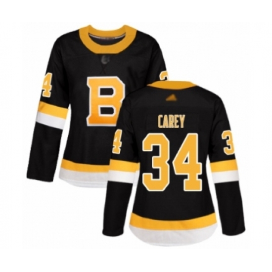 Women's Boston Bruins #34 Paul Carey Authentic Black Alternate Hockey Jersey - Ujersey