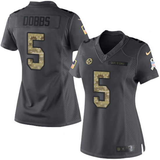 Women's Nike Pittsburgh Steelers #5 Joshua Dobbs Limited Black 2016 Salute to Service NFL Jersey - Ujersey