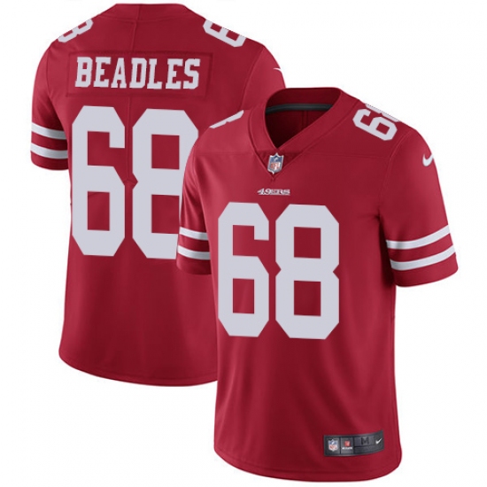 Youth Nike San Francisco 49ers #68 Zane Beadles Red Team Color Vapor Untouchable Limited Player NFL Jersey - Ujersey
