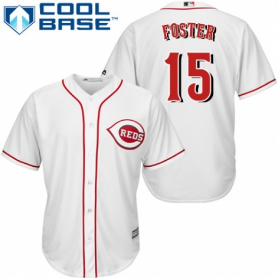 Men's Majestic Cincinnati Reds #15 George Foster Replica White Home Cool Base MLB Jersey - Ujersey