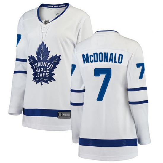 Women's Toronto Maple Leafs #7 Lanny McDonald Authentic White Away Fanatics Branded Breakaway NHL Jersey