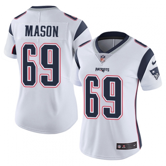 Women's Nike New England Patriots #69 Shaq Mason White Vapor Untouchable Limited Player NFL Jersey - Ujersey