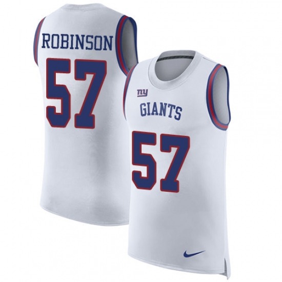 Men's Nike New York Giants #57 Keenan Robinson Limited White Rush Player Name & Number Tank Top NFL Jersey - Ujersey