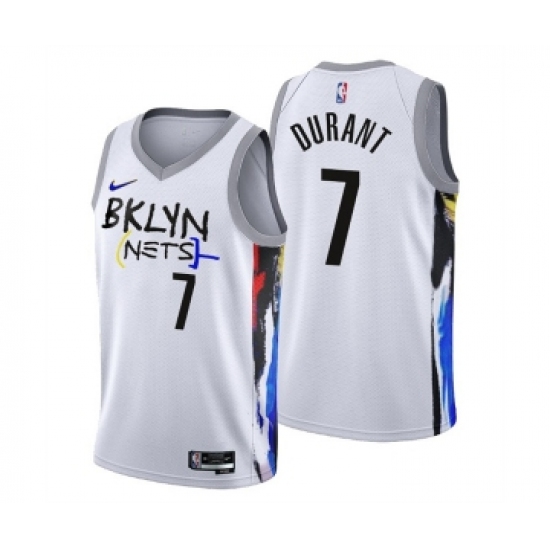 Men's Brooklyn Nets #7 Kevin Durant 2022-23 White City Edition Stitched Basketball Jersey - Ujersey