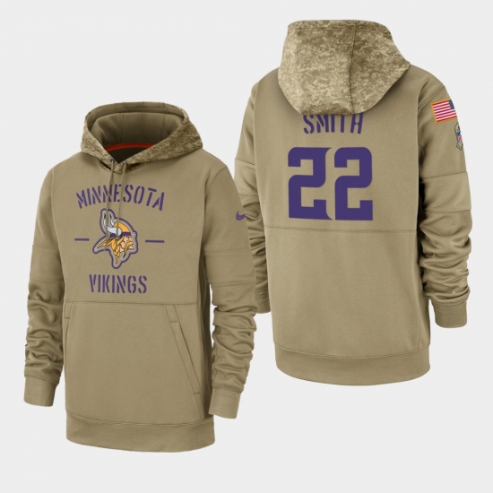 Men's Minnesota Vikings #22 Harrison Smith 2019 Salute to Service Sideline Therma Pullover Hoodie - Tan - Ujersey