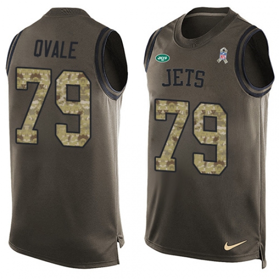 Men's Nike New York Jets #79 Brent Qvale Limited Green Salute to Service Tank Top NFL Jersey - Ujersey