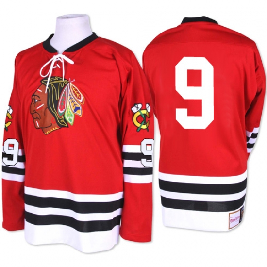 Men's Mitchell and Ness Chicago Blackhawks #9 Bobby Hull Premier Red 1960-61 Throwback NHL Jersey - Ujersey