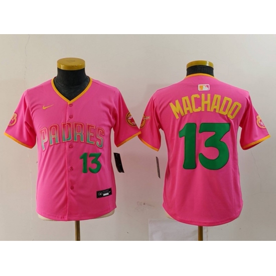 Youth San Diego Padres #13 Manny Machado Pink Player Number Fashion Baseball Jersey - Ujersey