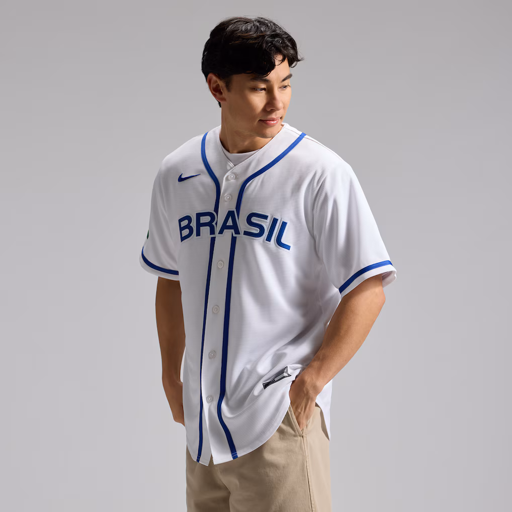 Men's Brazil Baseball Nike White 2026 World Baseball Classic Home Stadium Jersey - ujerseystore