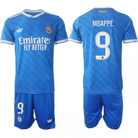 Men Real Madrid 2026 Soccer Jerseys Blue #9 MBAPPE