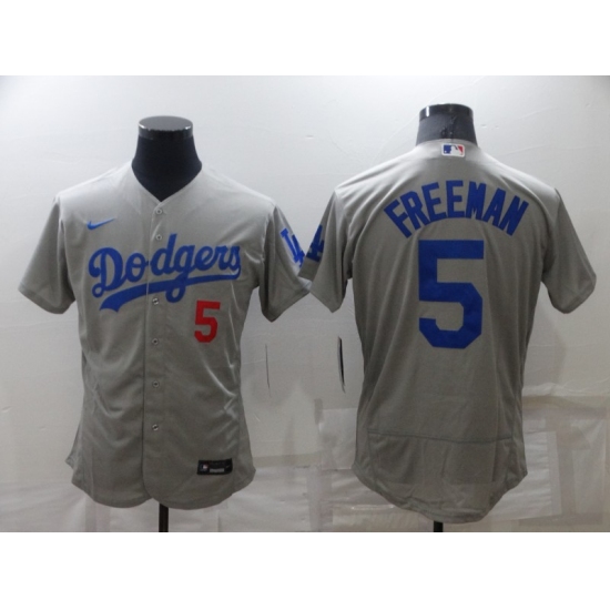 Men's Nike Los Angeles Dodgers #5 Freddie Freeman Gray Stitched Baseball Jersey - Ujersey