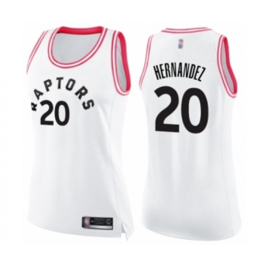 Women's Toronto Raptors #20 Dewan Hernandez Swingman White Pink Fashion Basketball Jersey - Ujersey