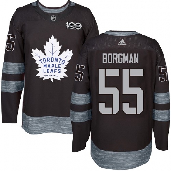 Men's Adidas Toronto Maple Leafs #55 Andreas Borgman Authentic Black 1917-2017 100th Anniversary NHL Jersey - Ujersey