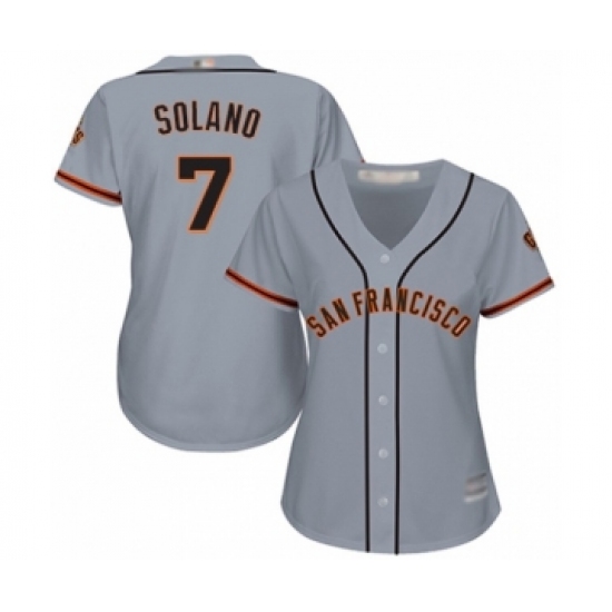 Women's San Francisco Giants #7 Donovan Solano Authentic Grey Road Cool Base Baseball Player Jersey - Ujersey