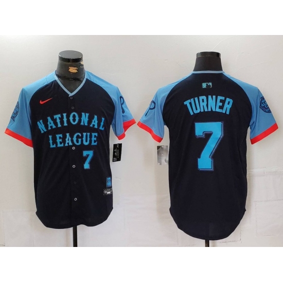 Men's Philadelphia Phillies #7 Trea Turner Number Navy 2024 All Star Limited Stitched Jersey - Ujersey