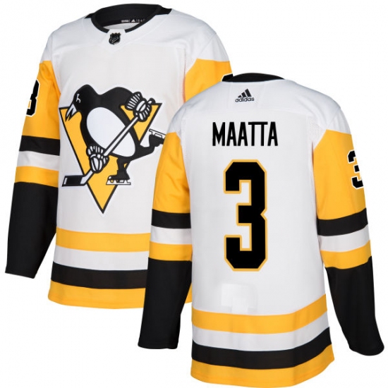 Women's Adidas Pittsburgh Penguins #3 Olli Maatta Authentic White Away NHL Jersey - Ujersey