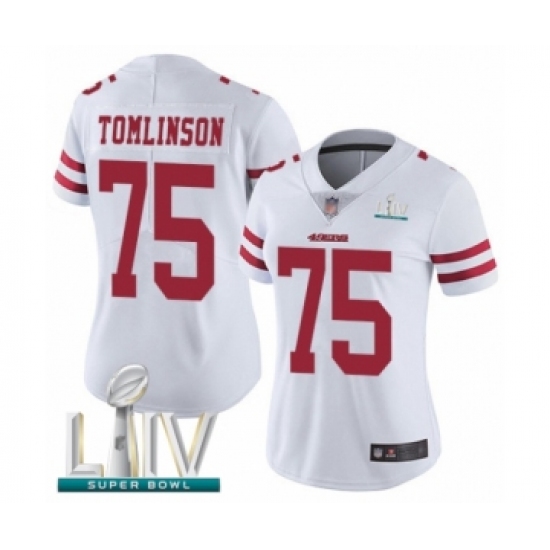 Women's San Francisco 49ers #75 Laken Tomlinson White Vapor Untouchable Limited Player Super Bowl LIV Bound Football Jersey - Ujersey