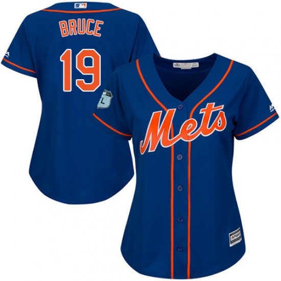 Women's Majestic New York Mets #19 Jay Bruce Authentic Royal Blue Alternate Home Cool Base MLB Jersey - Ujersey