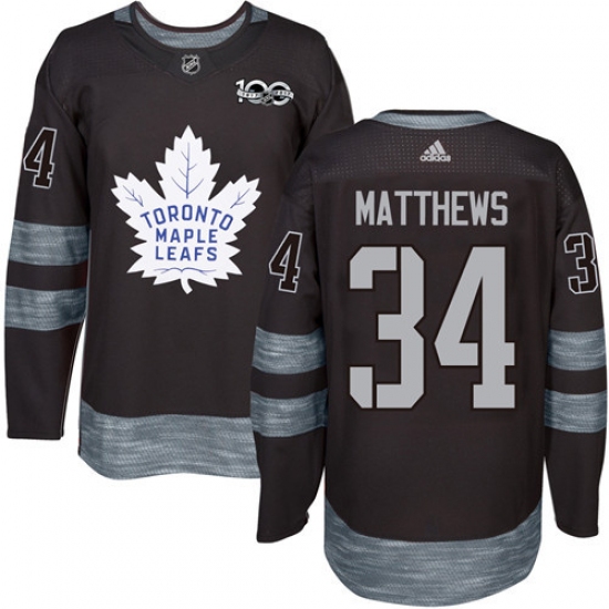 Men's Adidas Toronto Maple Leafs #34 Auston Matthews Authentic Black 1917-2017 100th Anniversary NHL Jersey - Ujersey