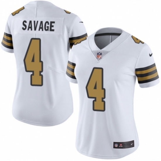 Women's Nike New Orleans Saints #4 Tom Savage Limited White Rush Vapor Untouchable NFL Jersey - Ujersey
