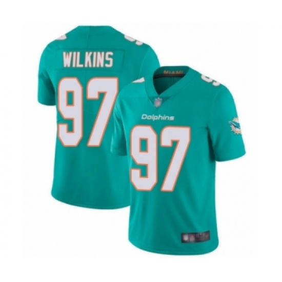 Men's Miami Dolphins #97 Christian Wilkins Aqua Green Team Color Vapor Untouchable Limited Player Football Jersey - Ujersey
