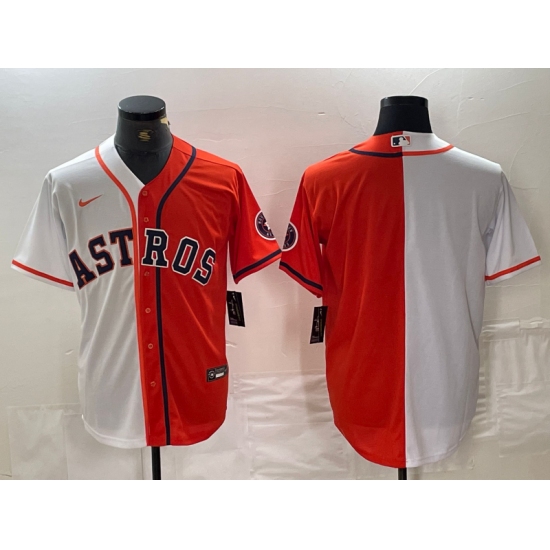 Mens Houston Astros Blank Orange White Split Stitched Baseball Jersey - Ujersey