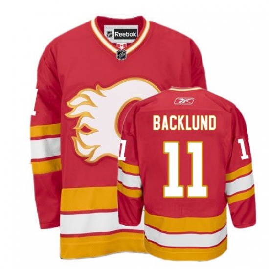 Women's Reebok Calgary Flames #11 Mikael Backlund Authentic Red Third NHL Jersey - Ujersey