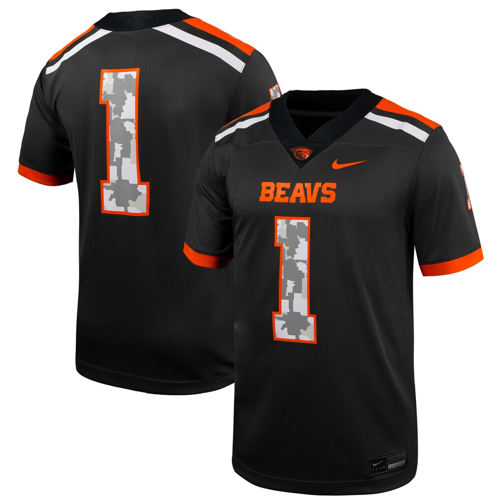Men's Nike #1 Anthracite Oregon State Beavers Military Appreciation Untouchable Replica Football Jersey - ujerseystore