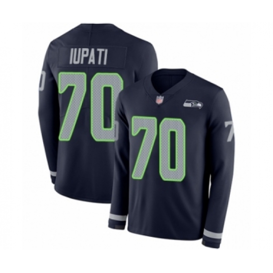 Men's Seattle Seahawks #70 Mike Iupati Limited Navy Blue Therma Long Sleeve Football Jersey - Ujersey